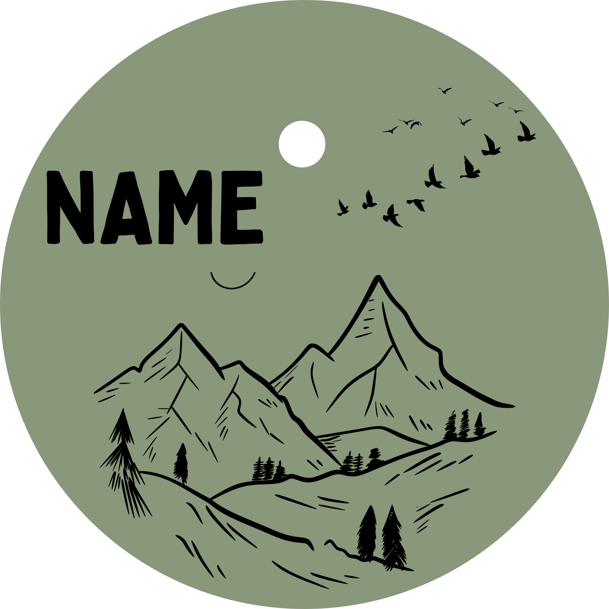 Hundemarke Berg mit Vögeln