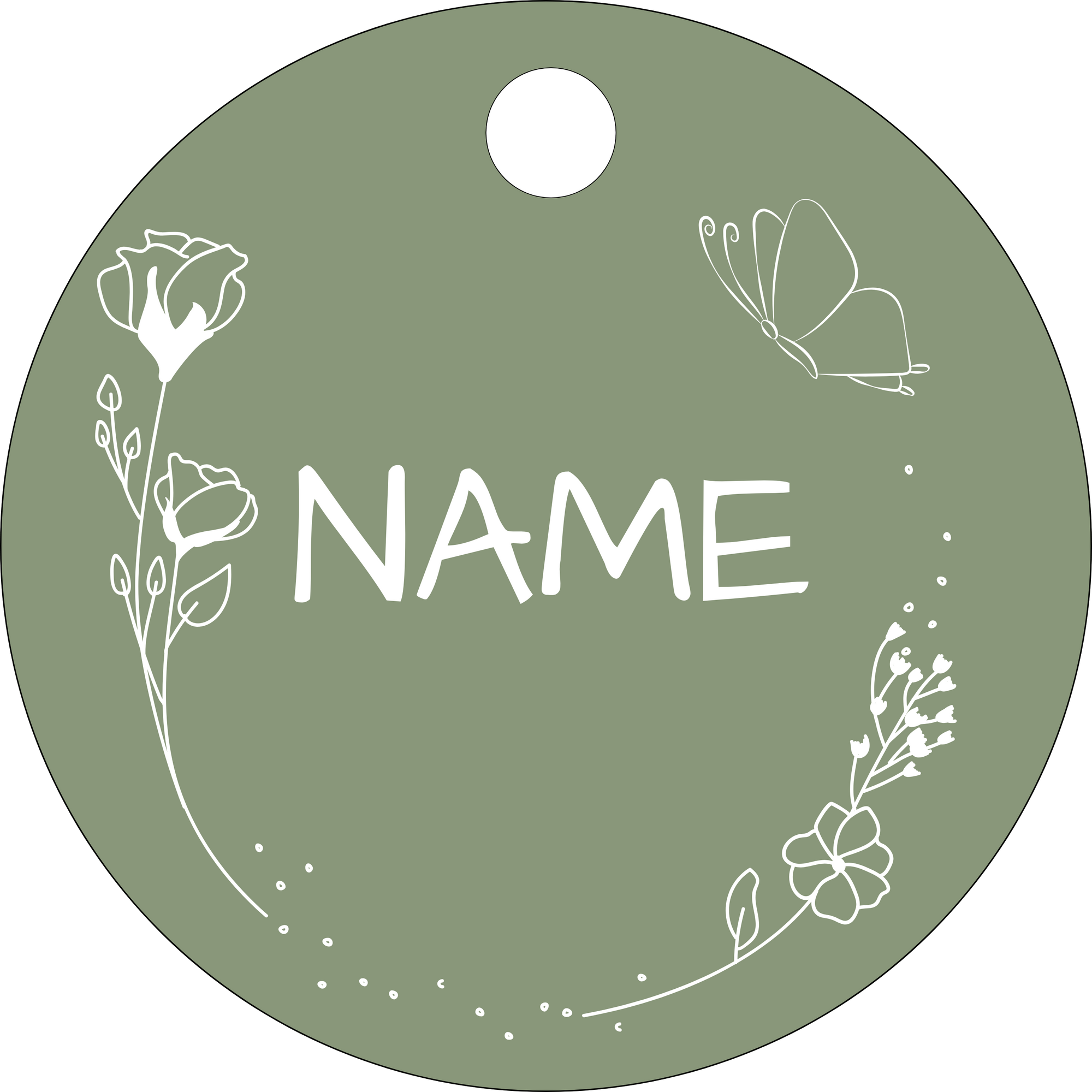 Hundemarke Blumen mit Schmetterling