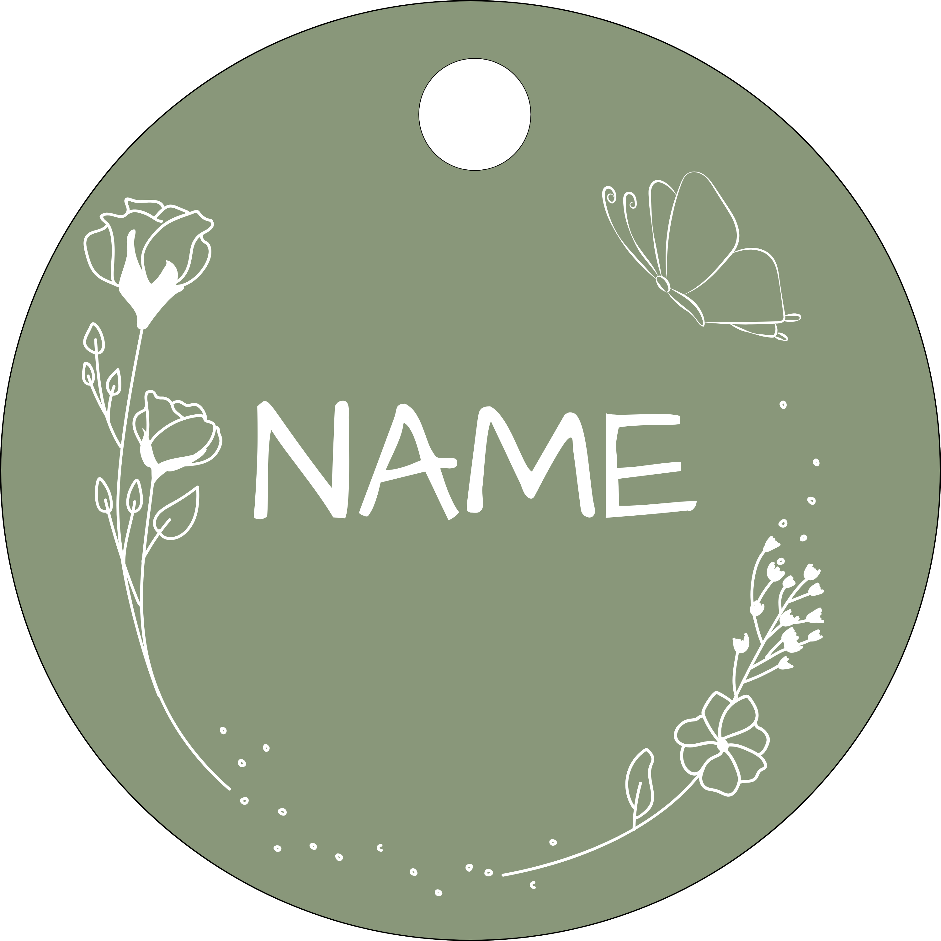 Hundemarke Blumen mit Schmetterling