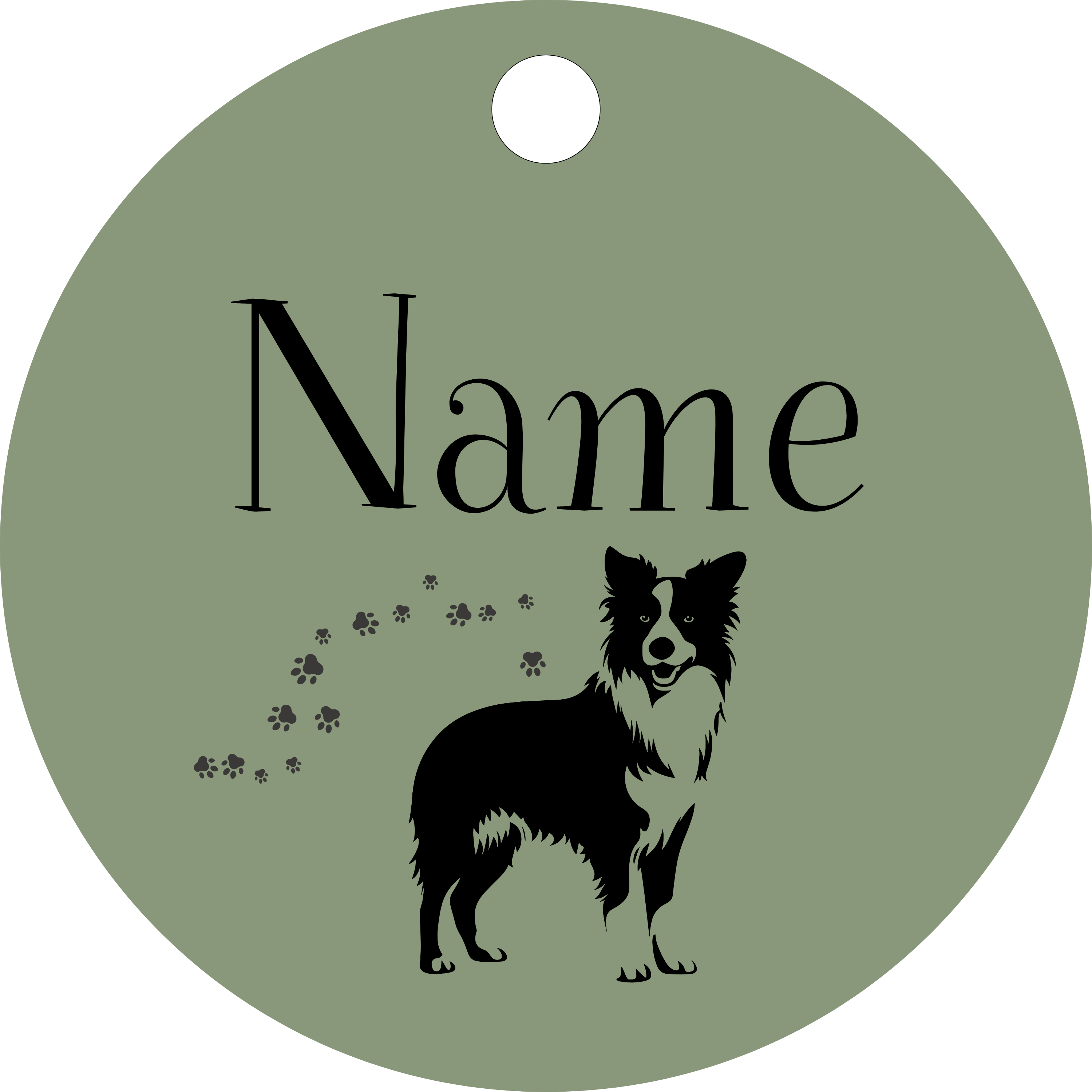 Hundemarke Border Collie mit Pfoten