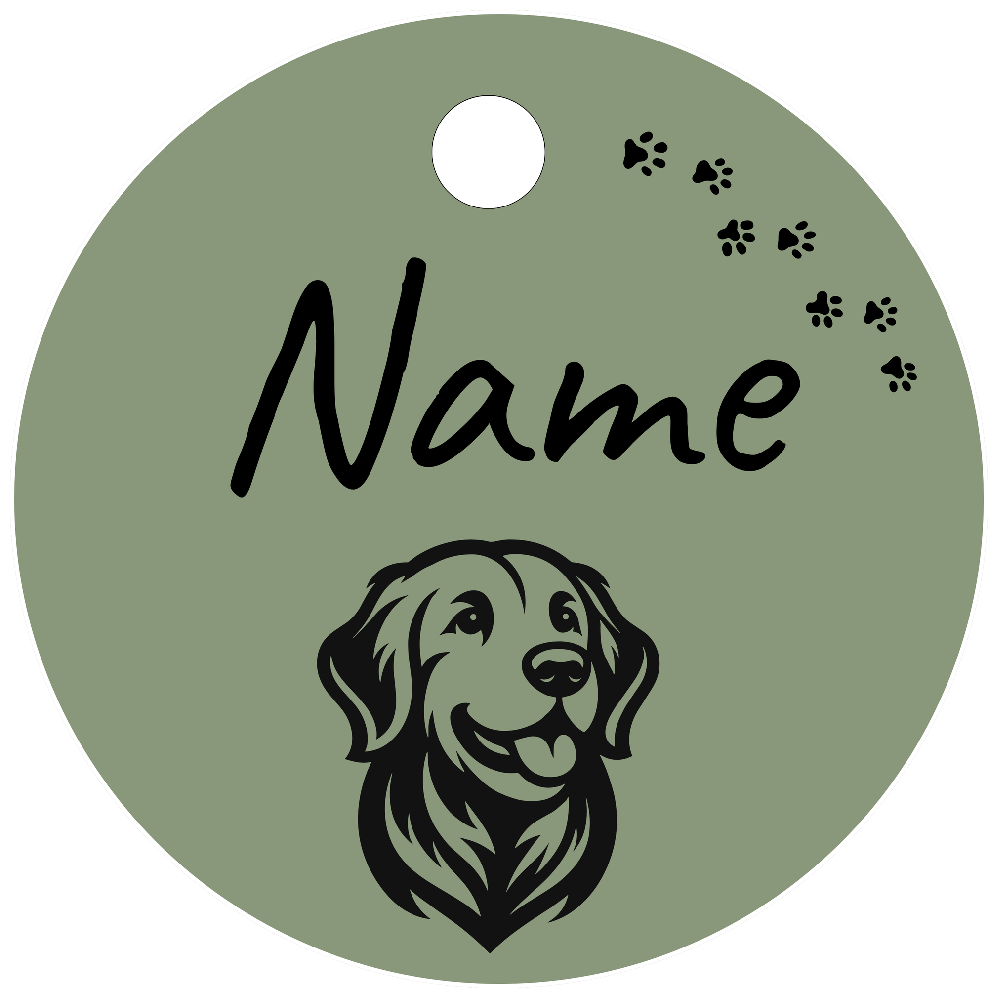 Hundemarke Golden Retriever Kopf mit Pfoten